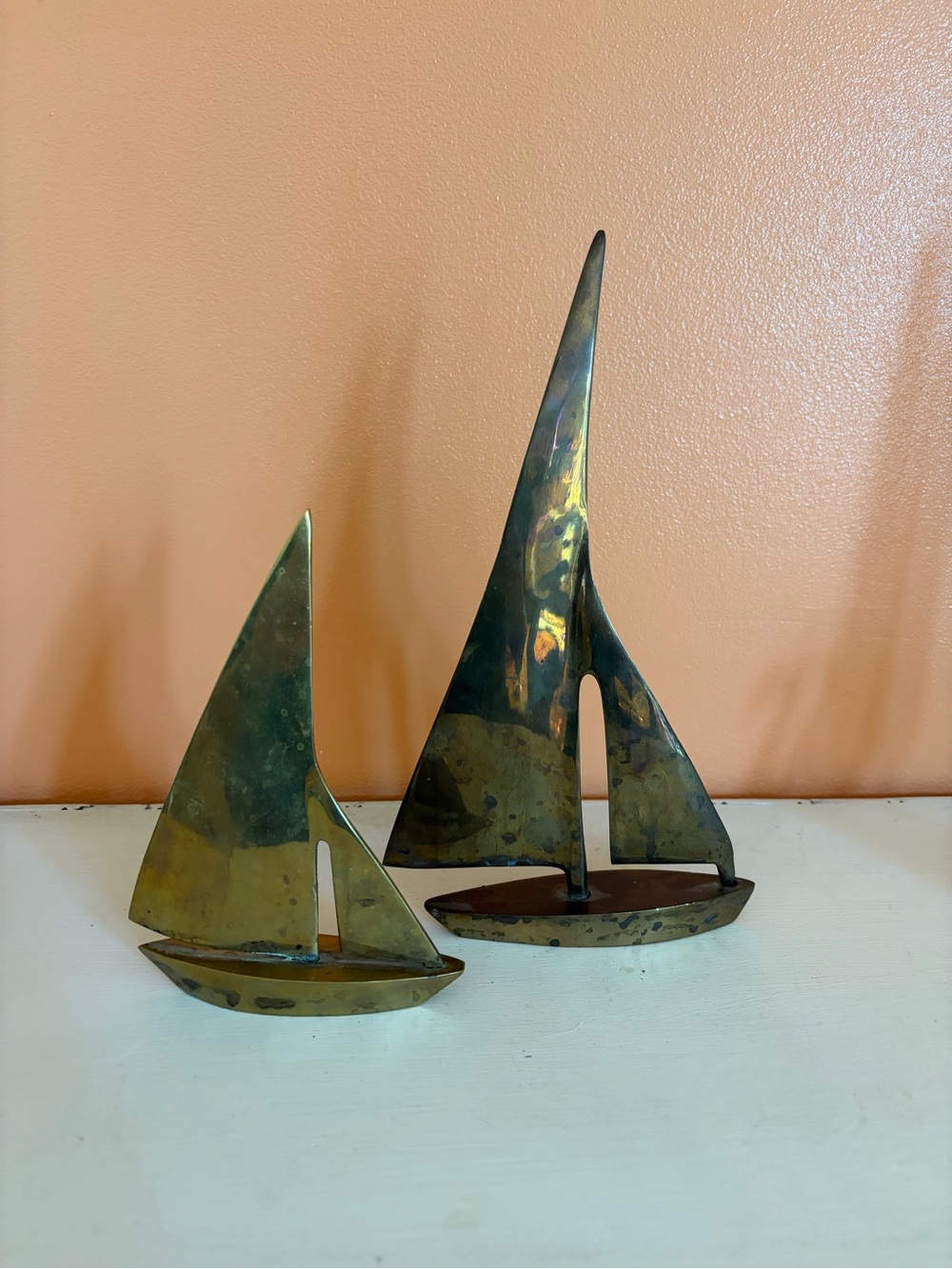 🧸2/$35🧸 Vintage - Set of 2 Solid Brass Sailboats